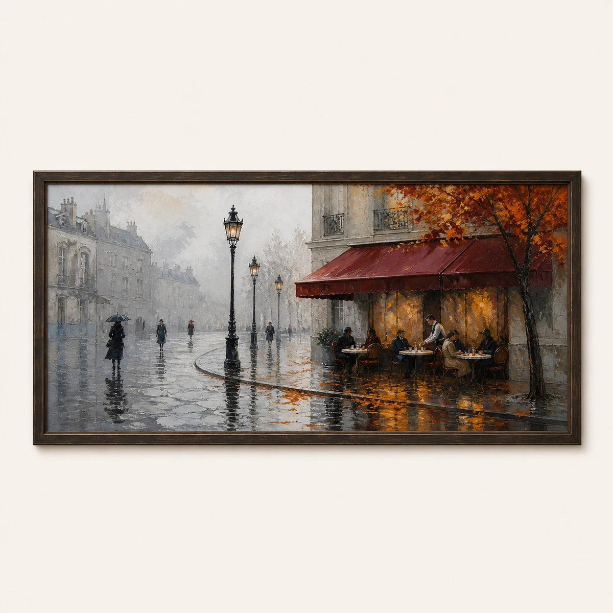 Autumn Cafe After Rain hand-painted artwork