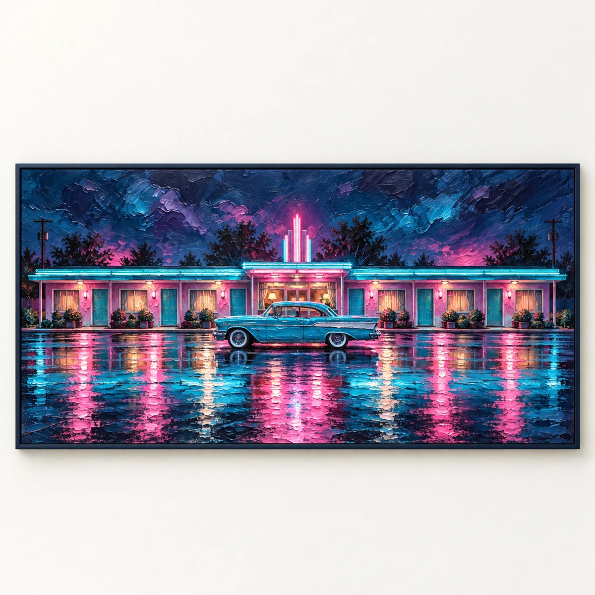 Neon Motel After Rain