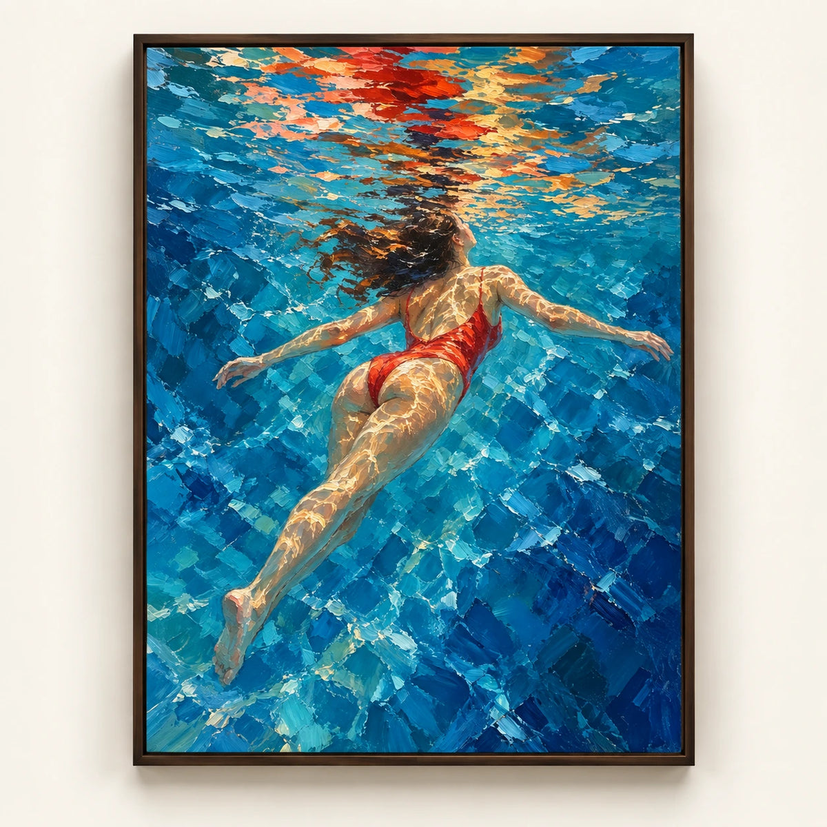 Red Swimmer in Open Water