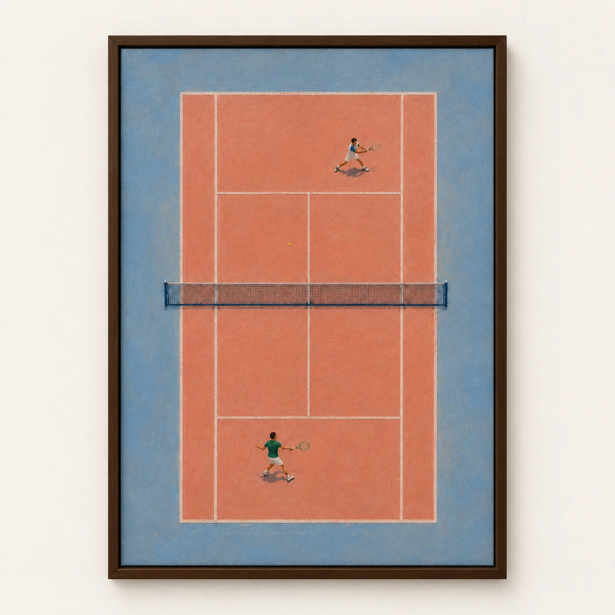 Hand-Painted Artwork | Clay Court Rally [noon:detail:framed-front]