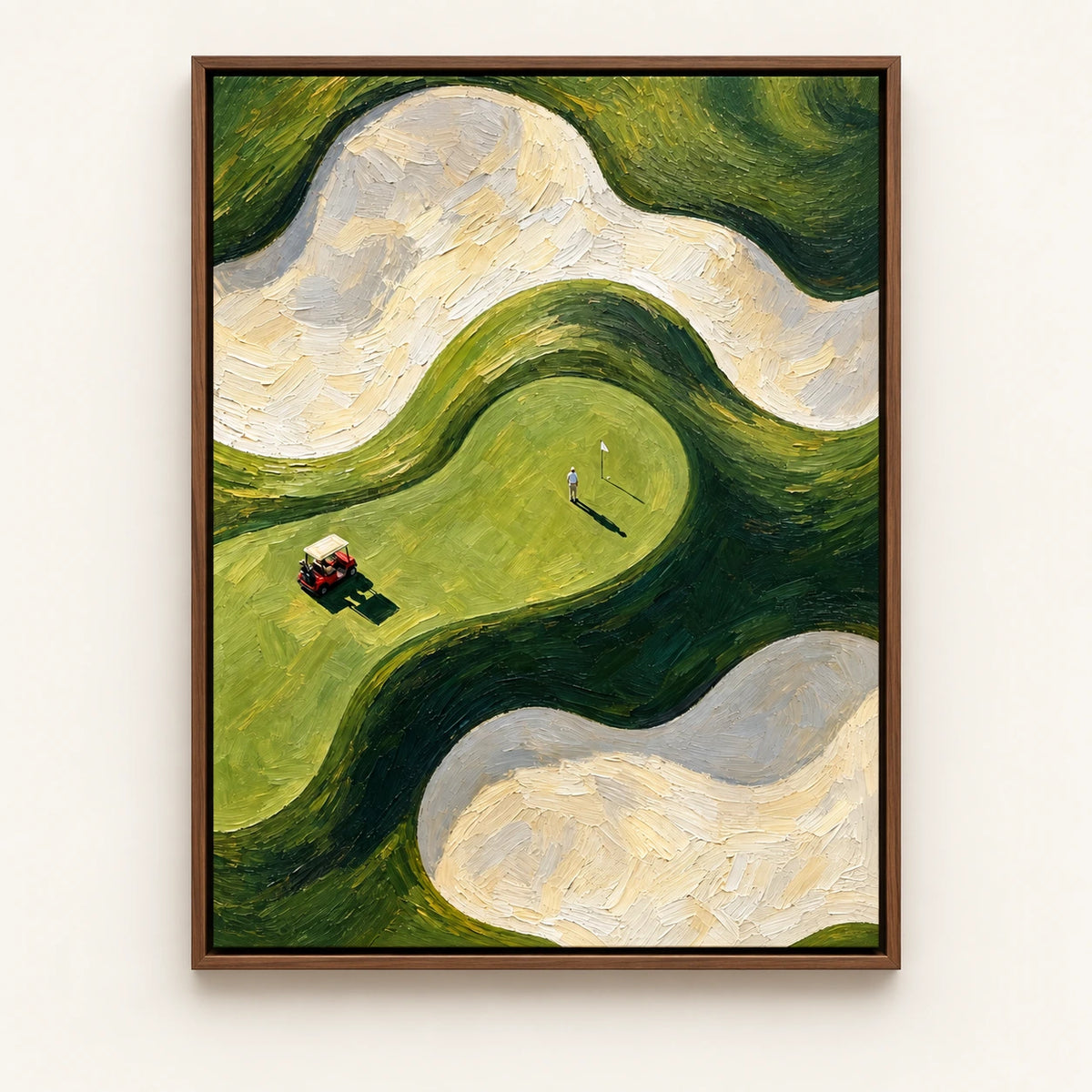Hand-Painted Artwork | Fairway in Motio [noon:detail:framed-front]