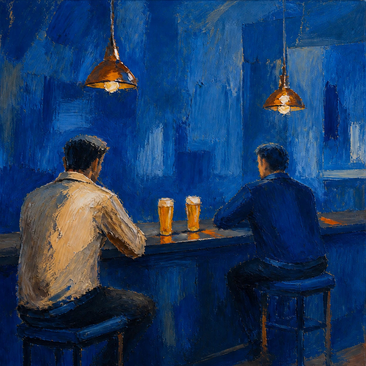two pints at blue hour, artwork
