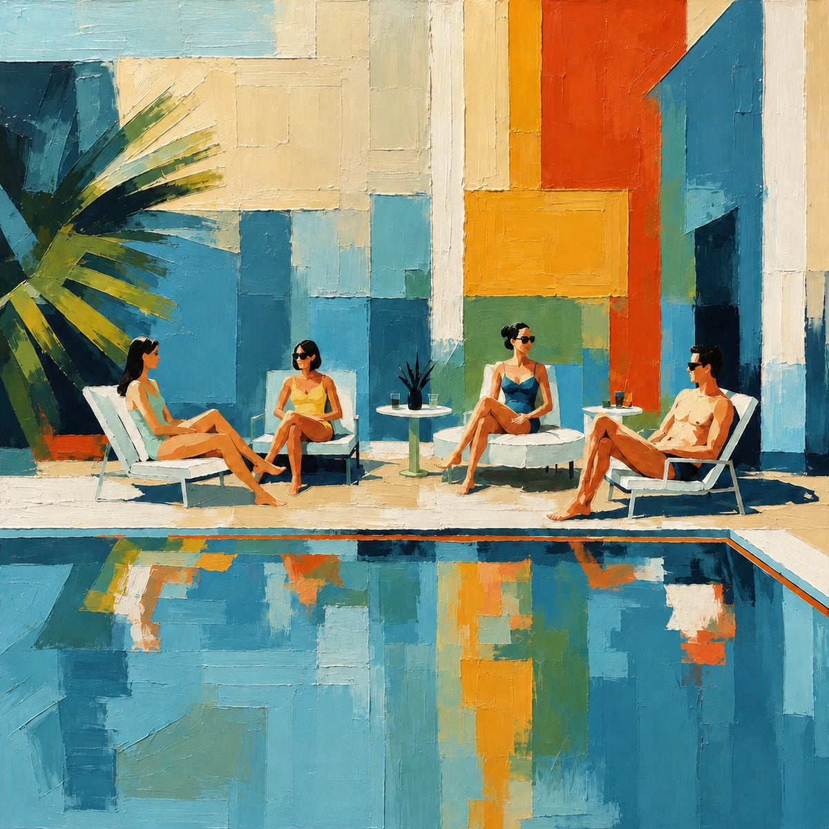 colorblock poolside, artwork