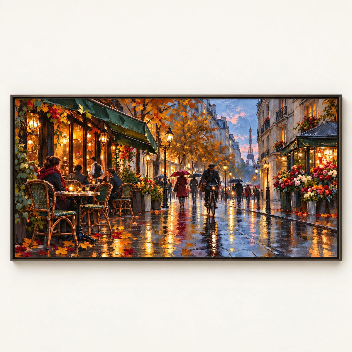 Cafe Lights on a Rainy Paris Street