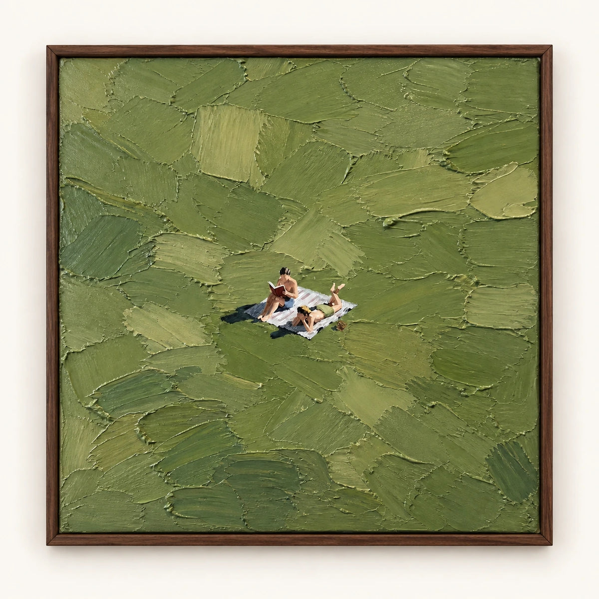 Hand-Painted Artwork | Green Picnic Readers [noon:detail:framed-front]