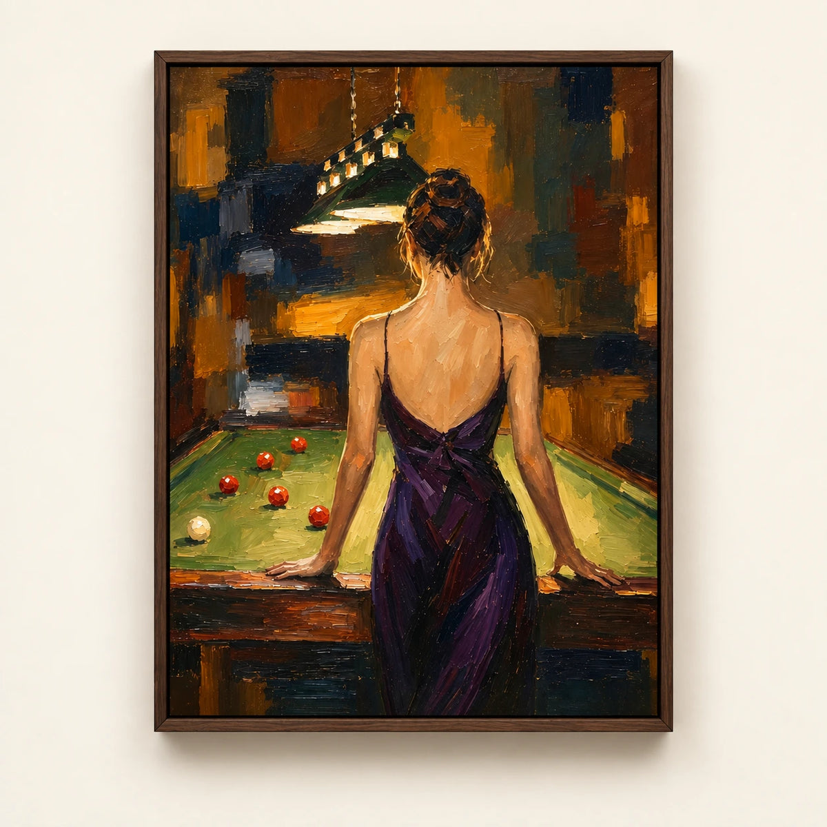 Hand-Painted Artwork | Midnight Billiards [noon:detail:framed-front]