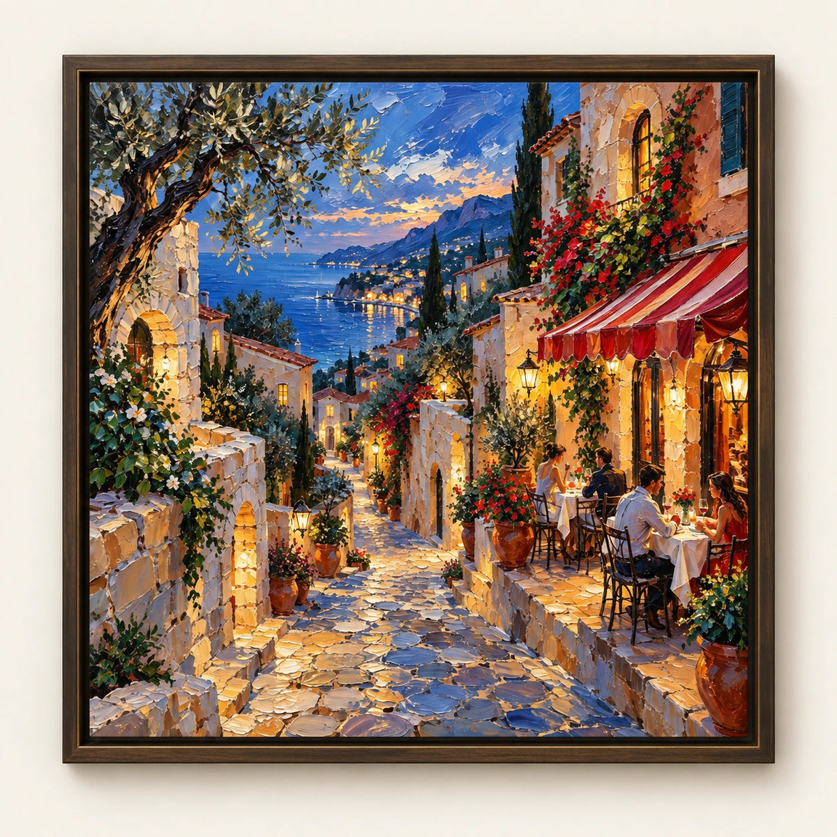 Hand-Painted Artwork | Coastal Evening in Bloom [noon:detail:framed-front]