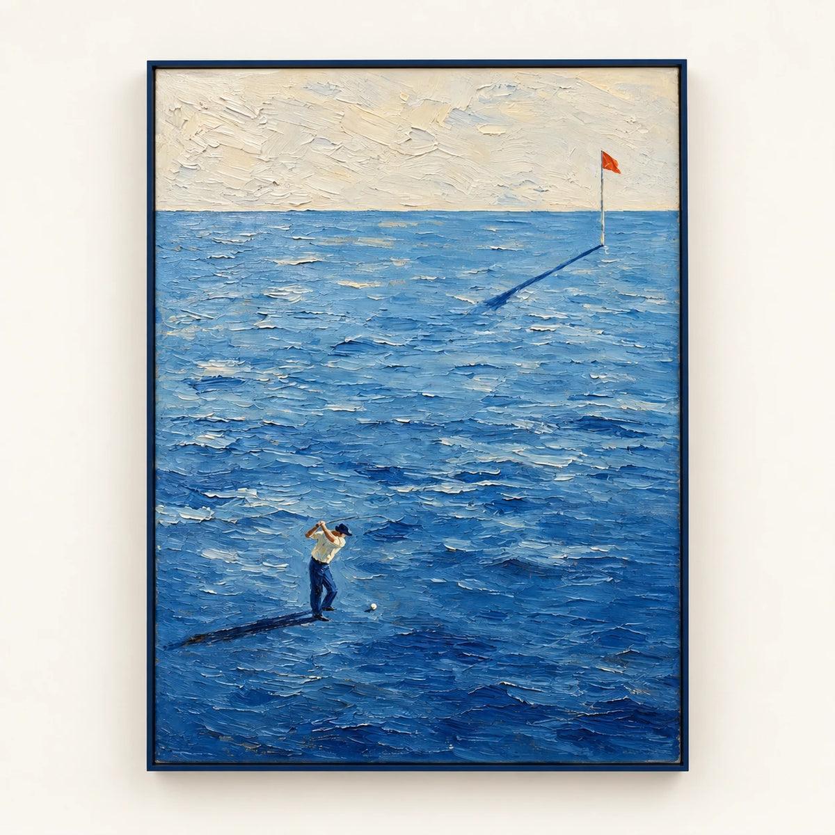 Hand-Painted Artwork | Ocean Golf Flag [noon:detail:framed-front]