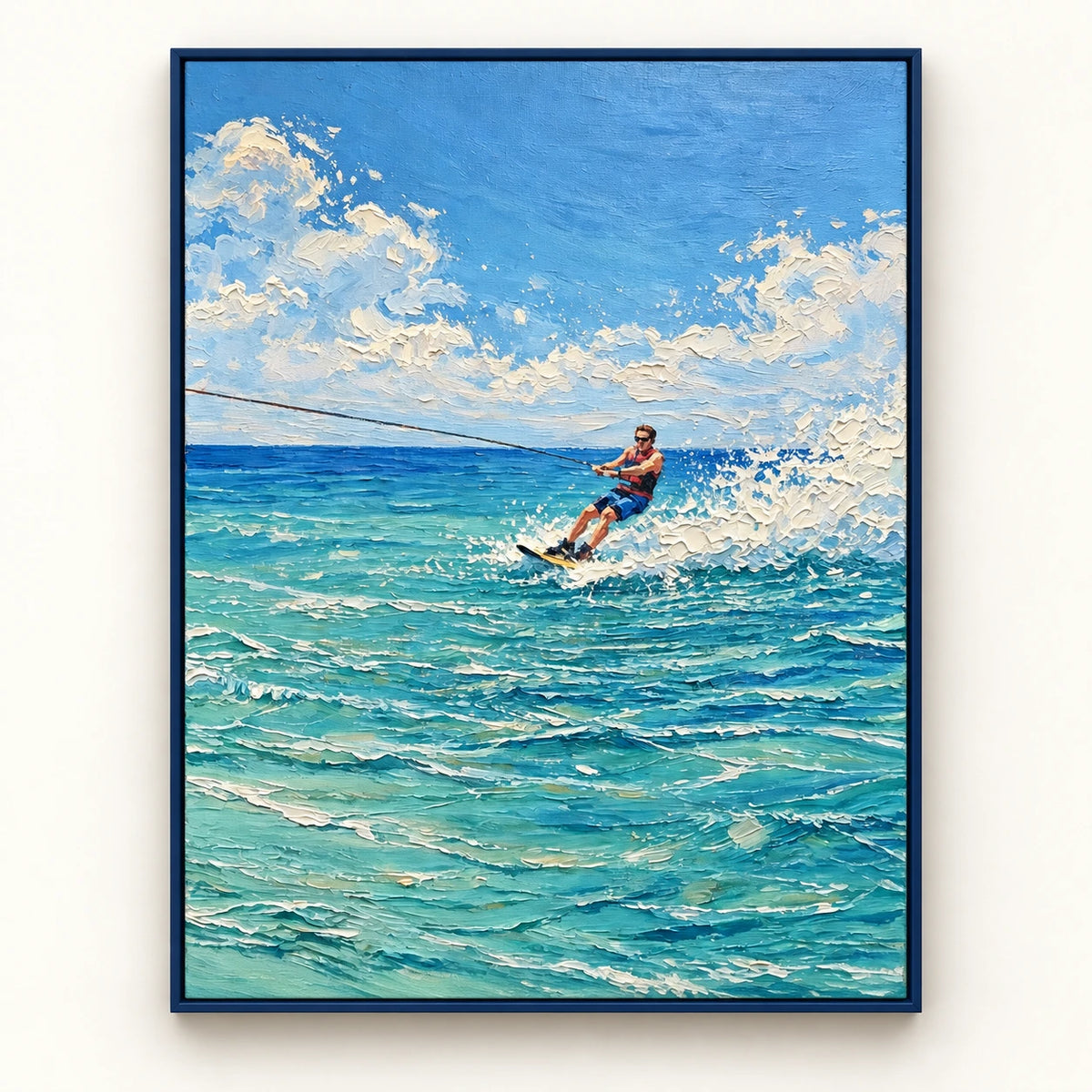 Hand-Painted Artwork | Surfing the Whitewate [noon:detail:framed-front]