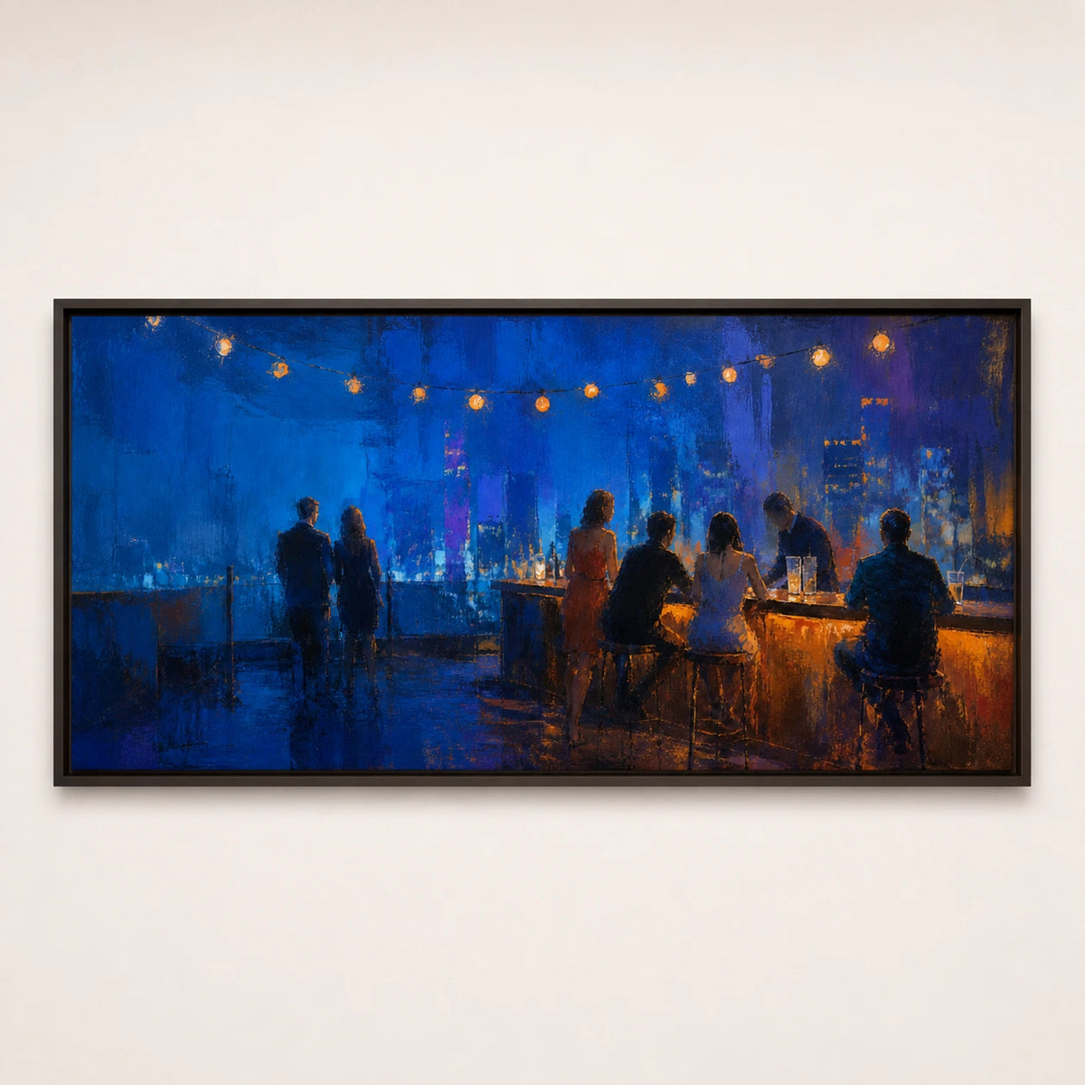 Hand-Painted Artwork | Blue Hour Rooftop [noon:detail:framed-front]