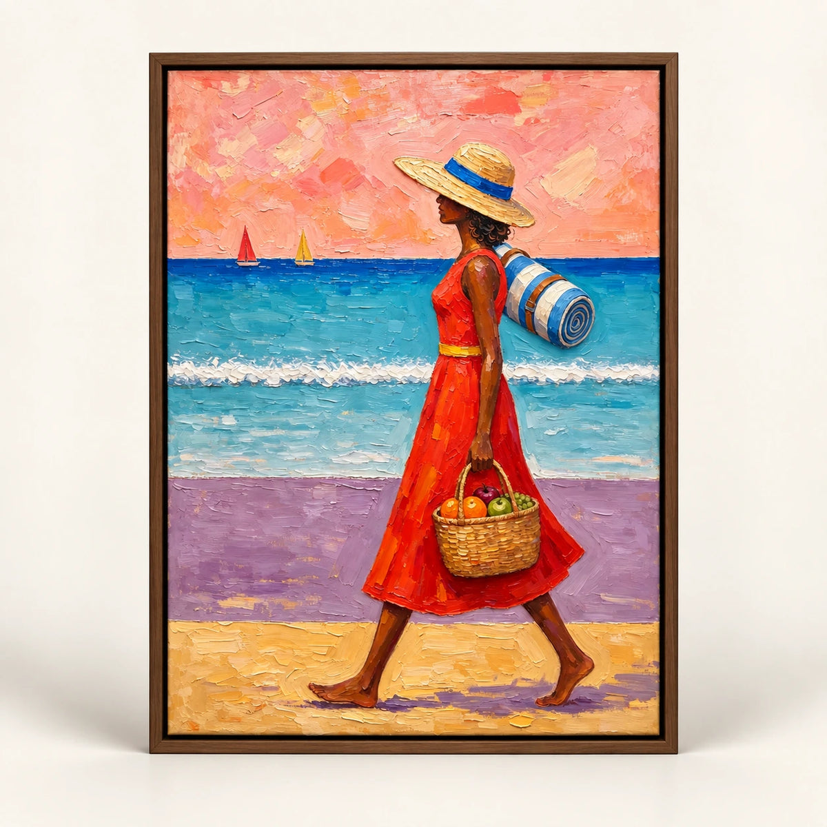 Hand-Painted Artwork | Coastal Stroll [noon:detail:framed-front]