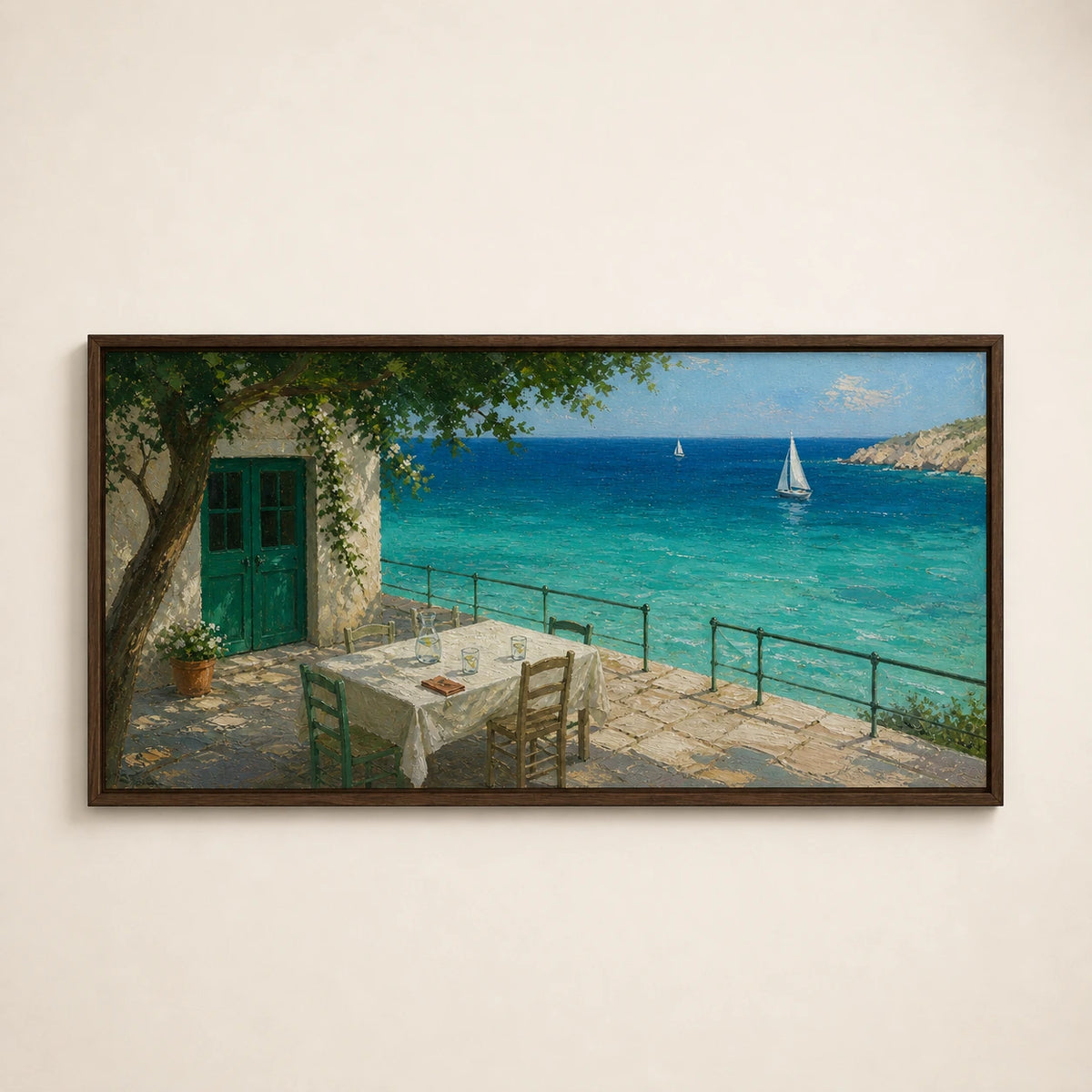 Hand-Painted Artwork | Turquoise Terrace [noon:detail:framed-front]