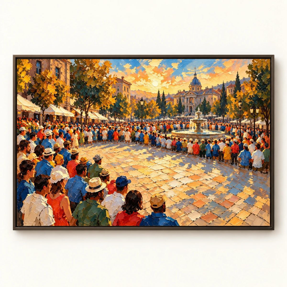 Sunlit Piazza Gathering