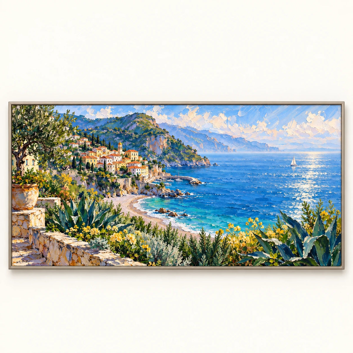 Coastal Village by the Blue Sea