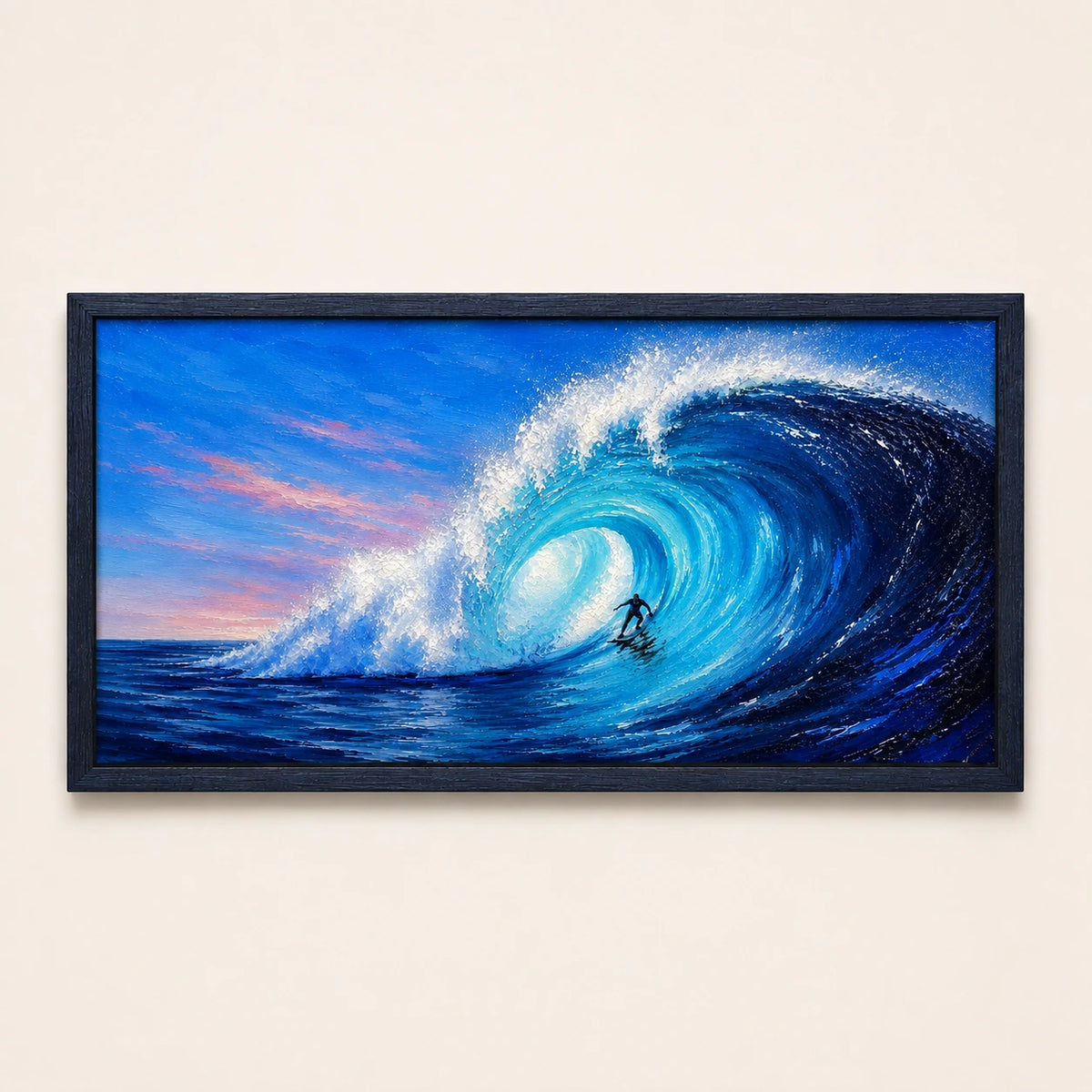 Hand-Painted Artwork | Blue Momentum [noon:detail:framed-front]