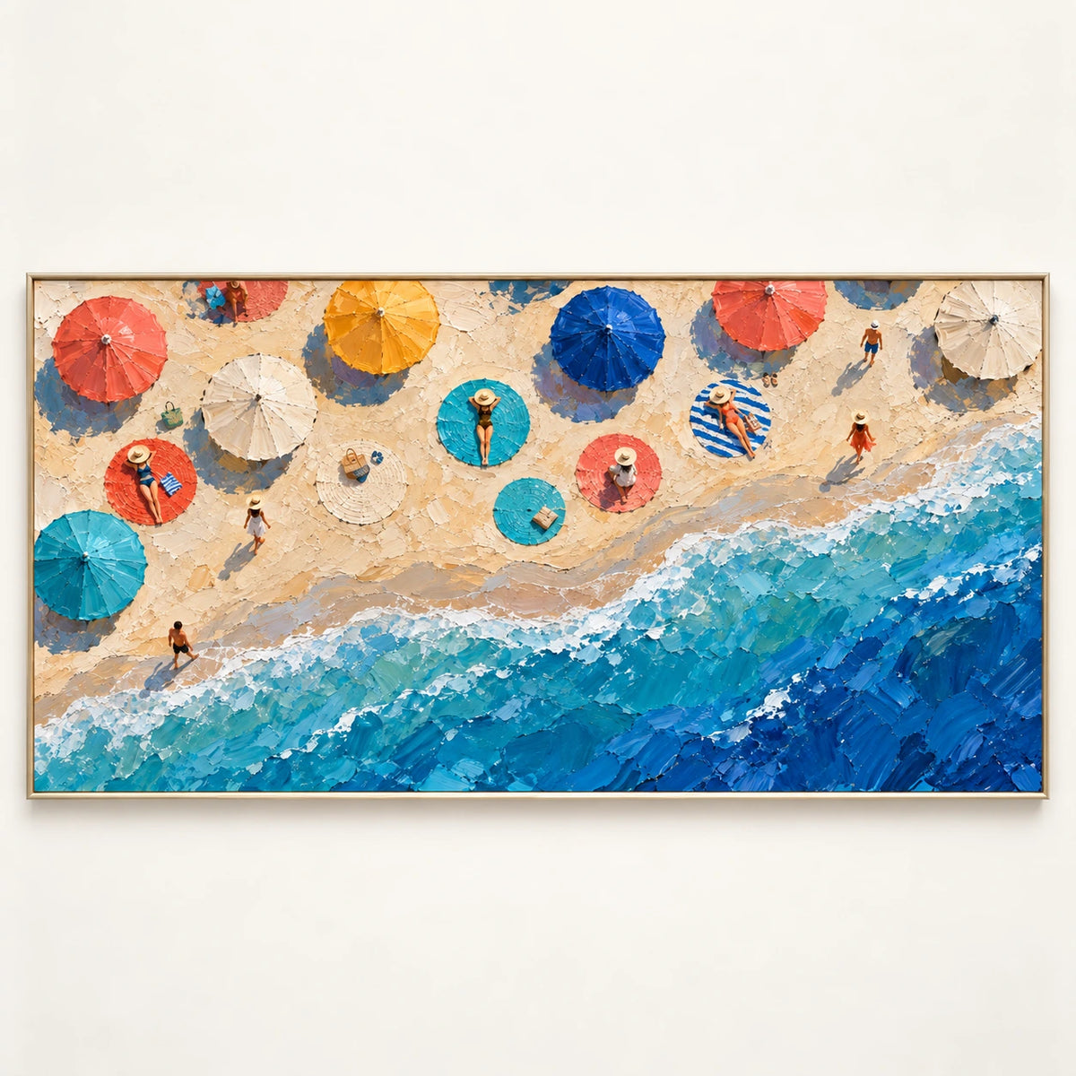 Beach Umbrellas and Breaking Waves