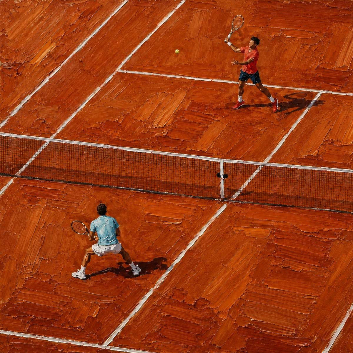 Hand-Painted Artwork | Clay Court Rally [noon:detail:composition]