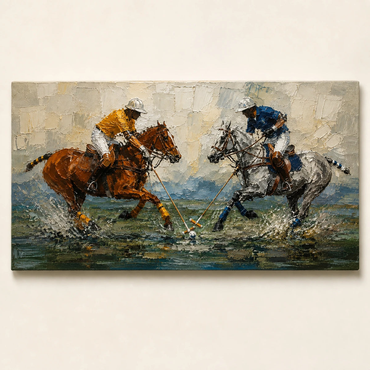 polo riders at low tide, artwork
