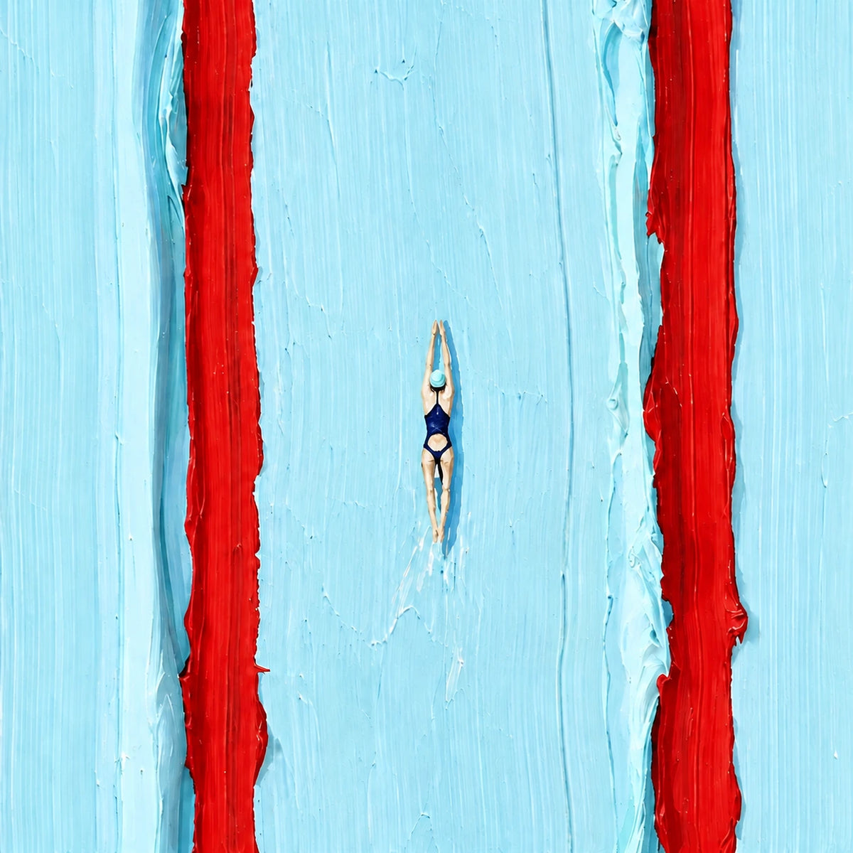 Hand-Painted Artwork | Red Lane Rhythm [noon:detail:composition]