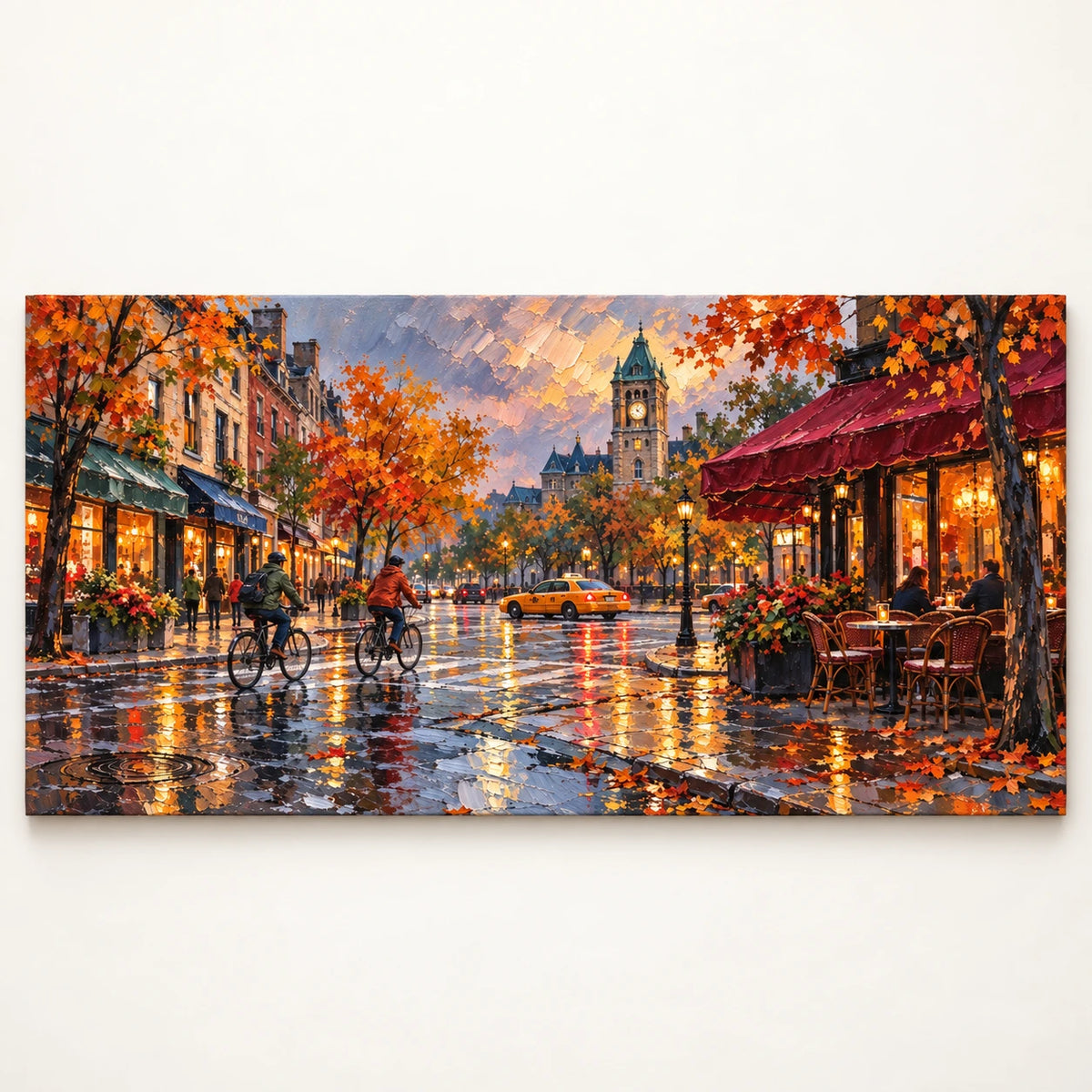 autumn streets after rain, artwork