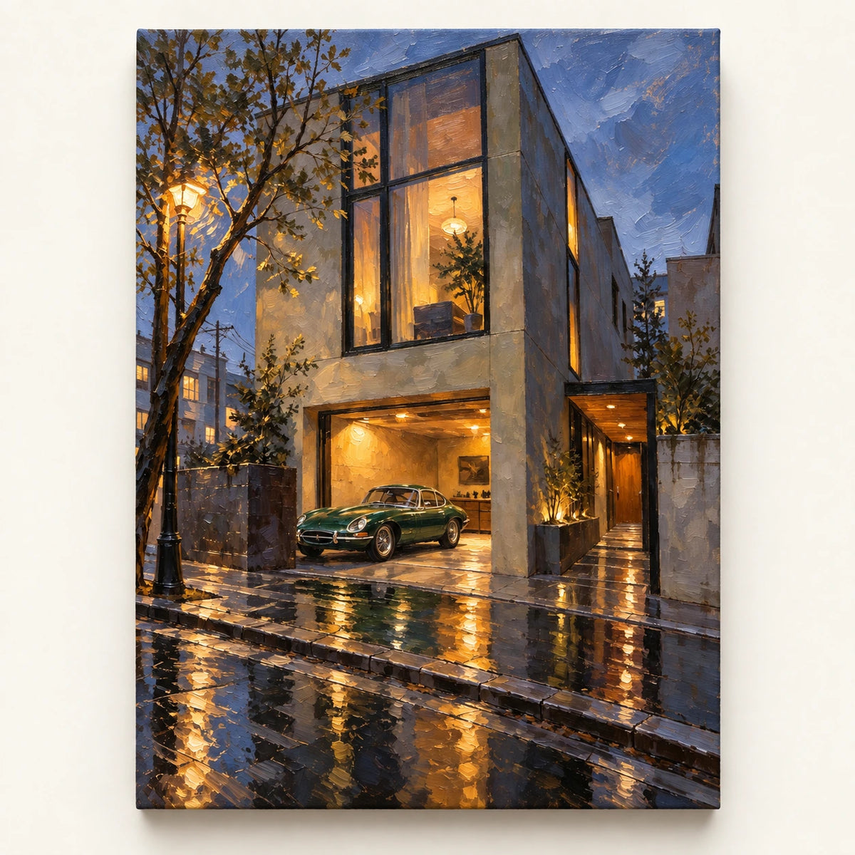 Hand-Painted Artwork | Rainlit Modern House [noon:artwork]
