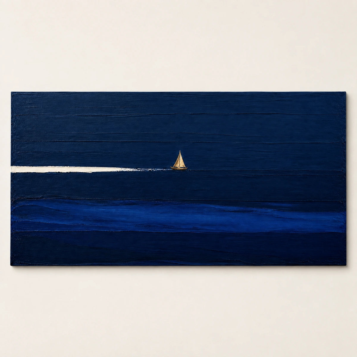 lone sail on blue horizon, artwork
