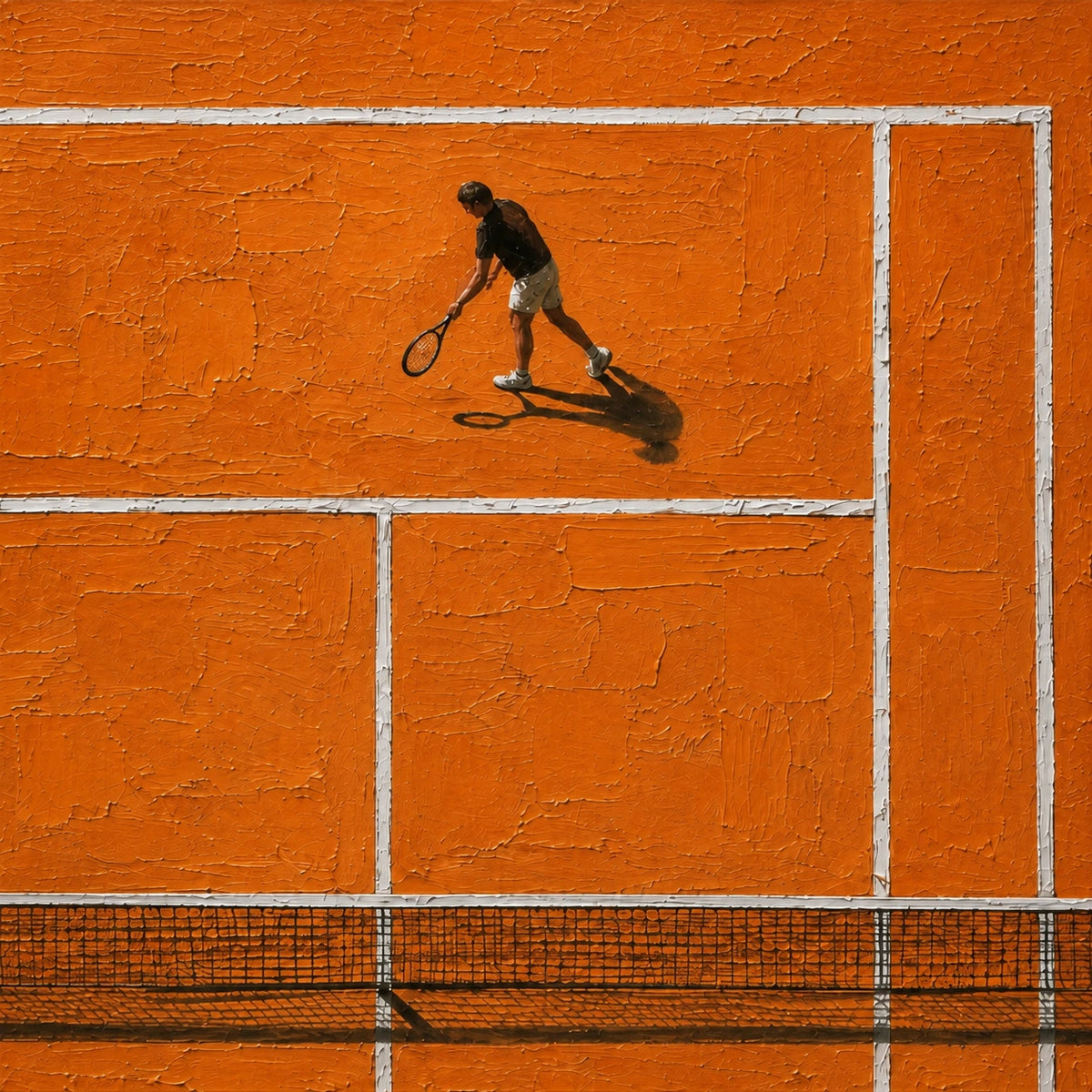Hand-Painted Artwork | Orange Court Rally [noon:detail:composition]