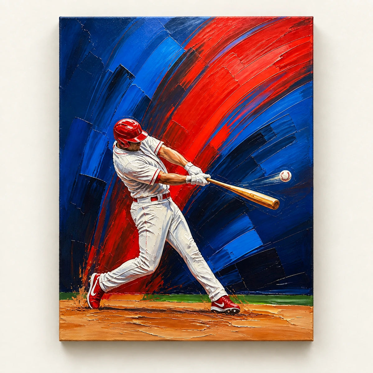 red, white and blue swing, artwork