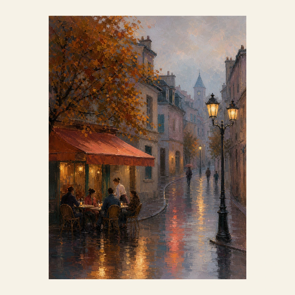 rainlit cafe evening, artwork