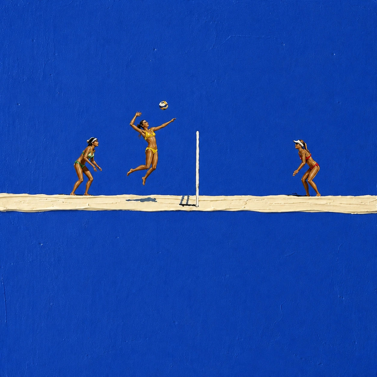 Hand-Painted Artwork | Blue Court Rally [noon:detail:composition]