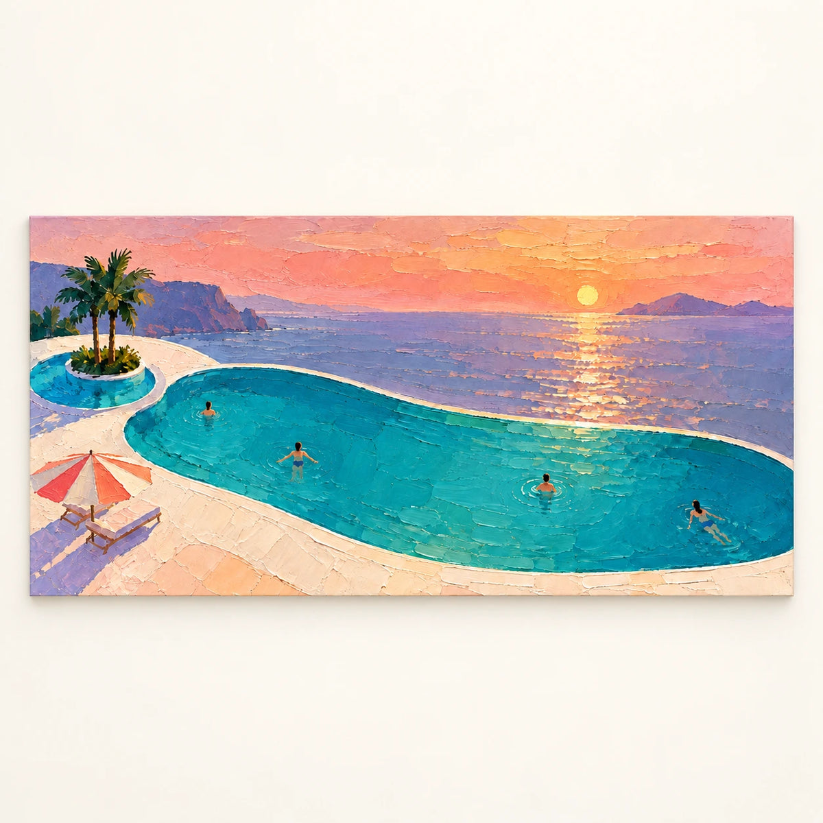 sunset pool over the sea, artwork
