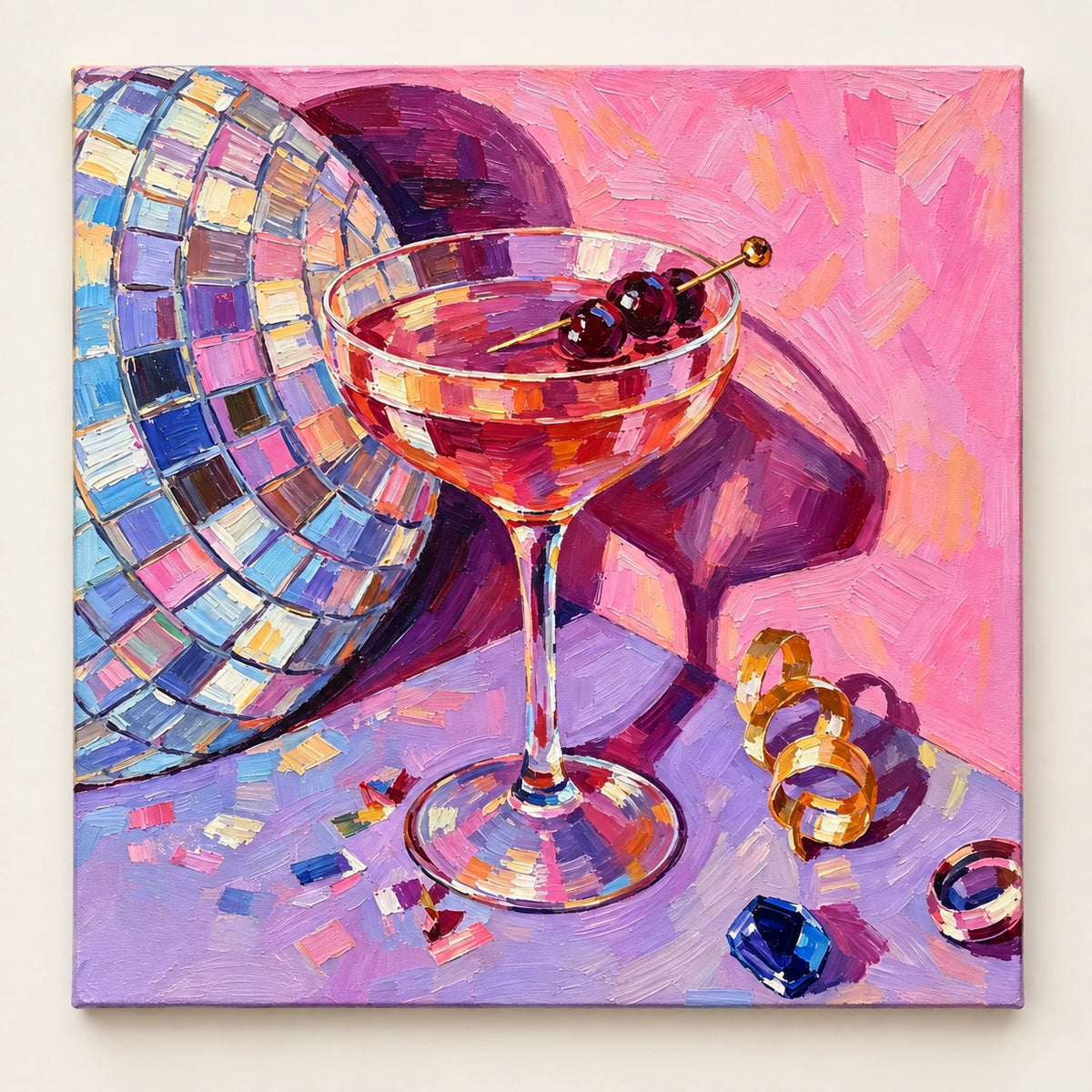 pink cocktail house, artwork