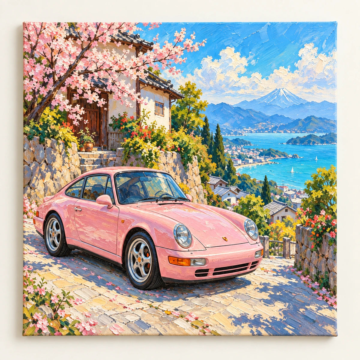 cherry blossom coast drive, artwork