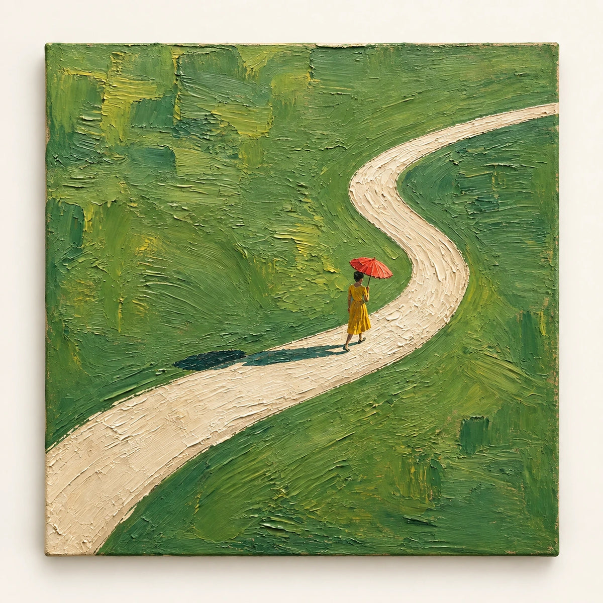 red umbrella walk, artwork