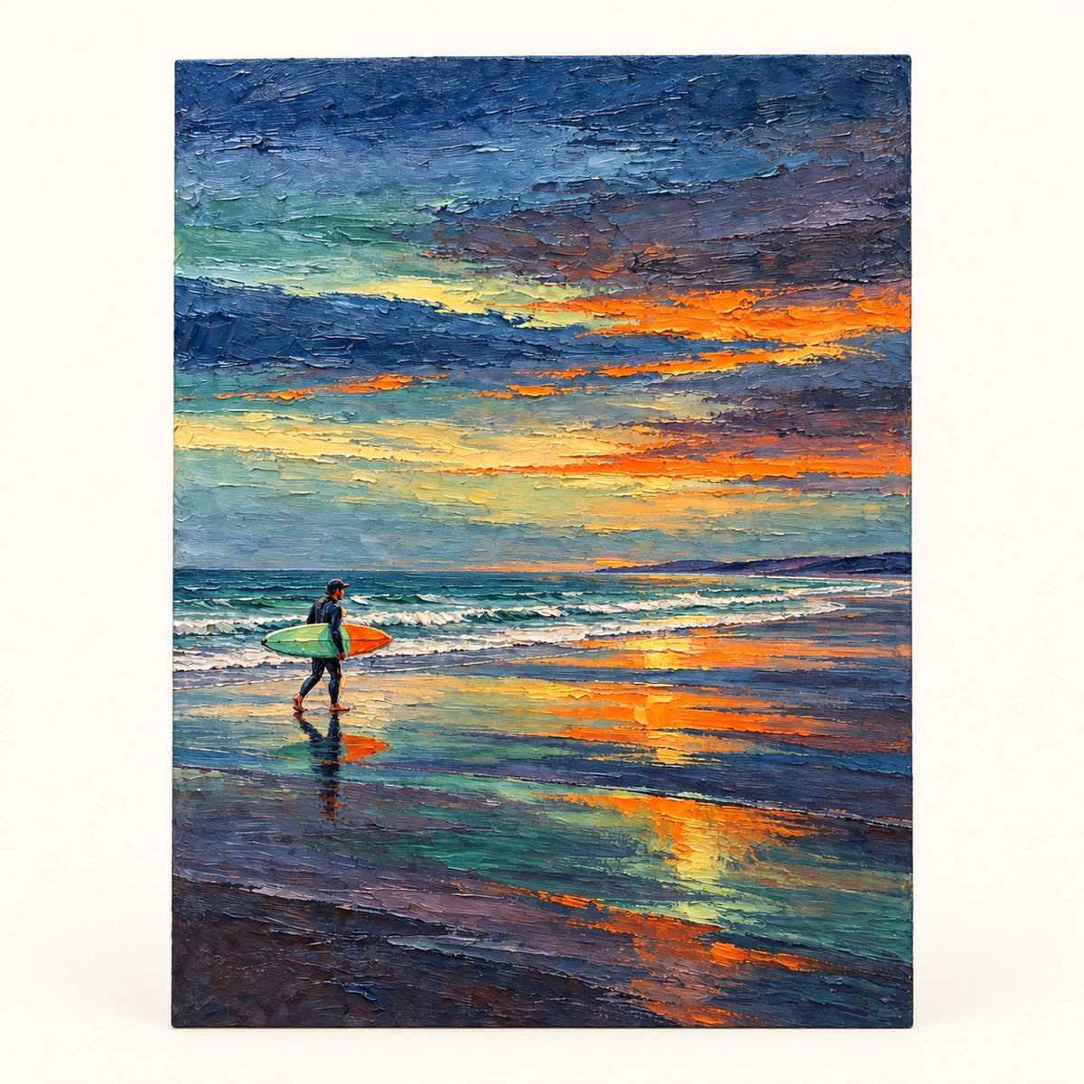 orange horizon surfer, artwork