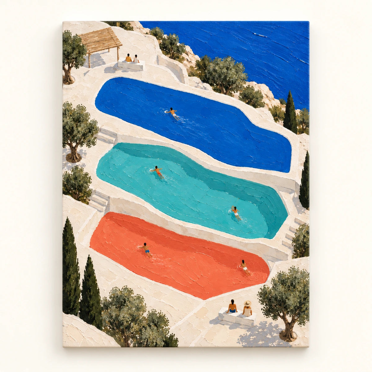 three pools in sunlight, artwork