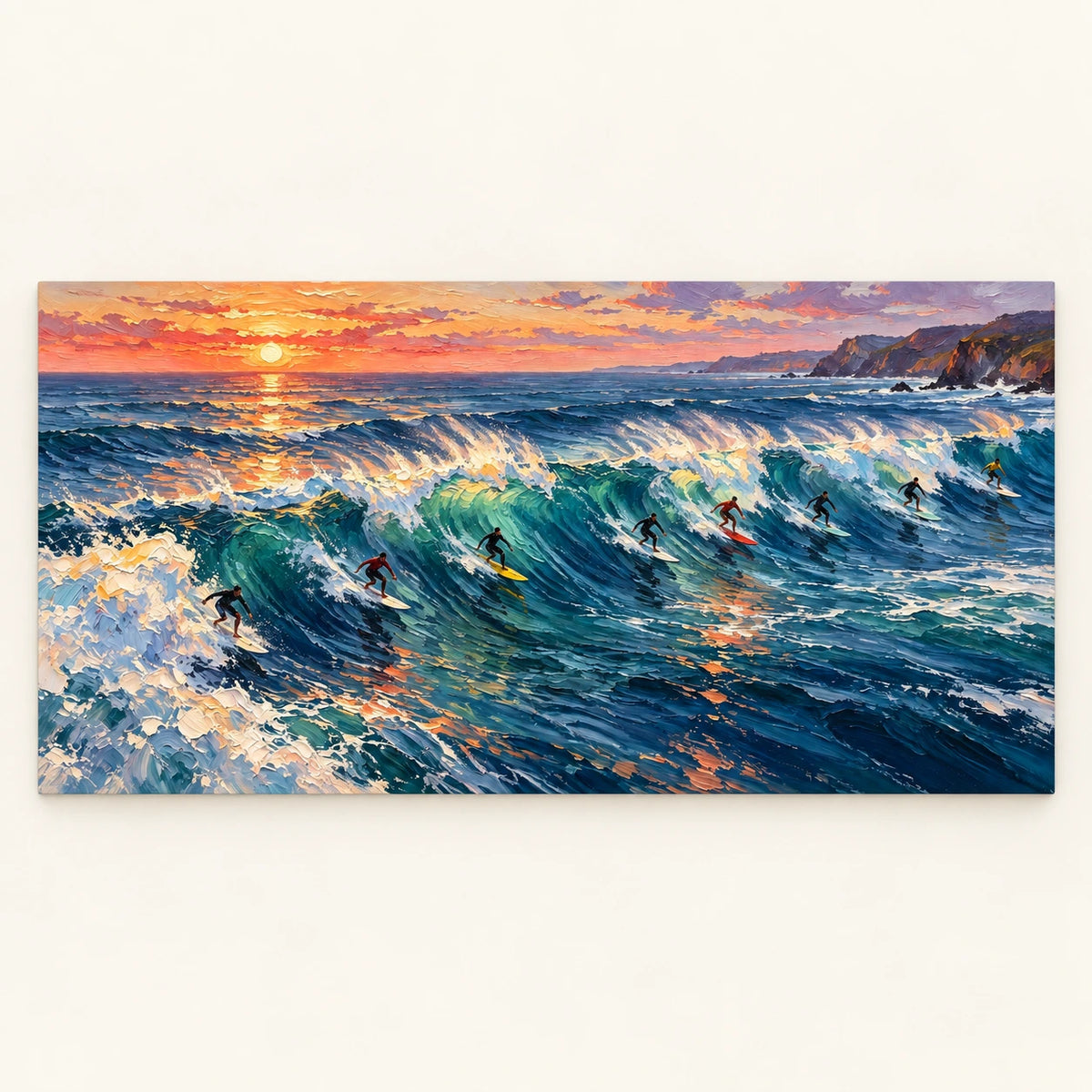 surf beneath an amber sky, artwork