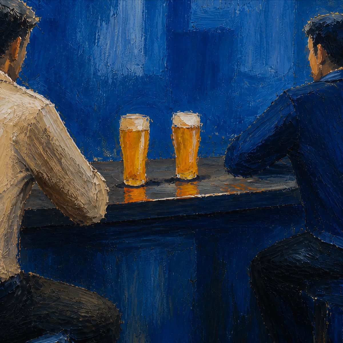 Hand-Painted Artwork | Two Pints at Blue Hour [noon:detail:texture]