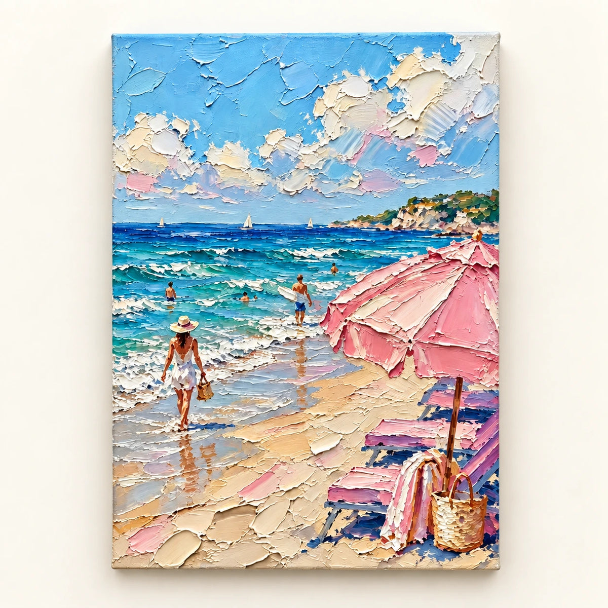 Hand-Painted Artwork | Seaside Pink Umbrella [noon:artwork]