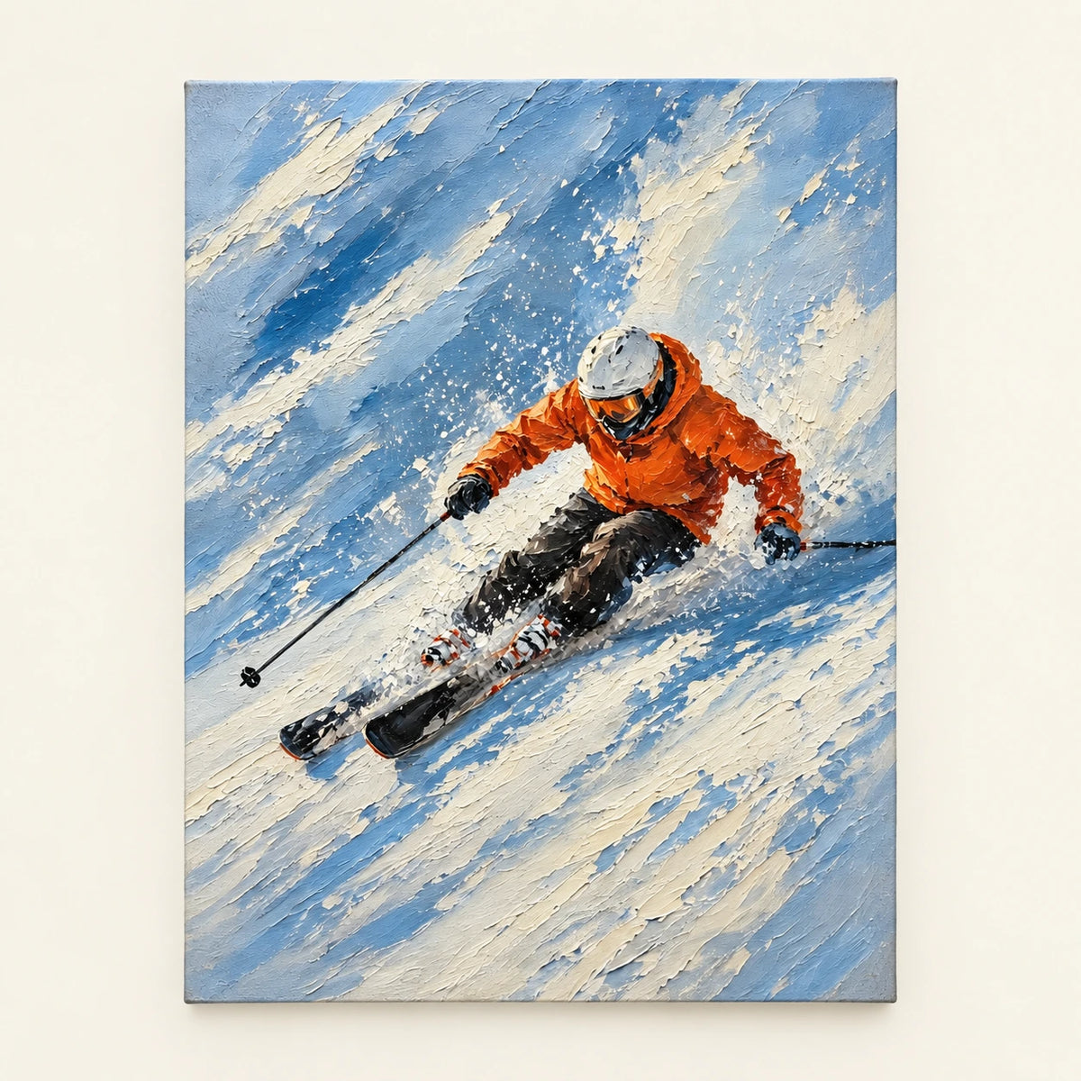 downhill in blue, artwork