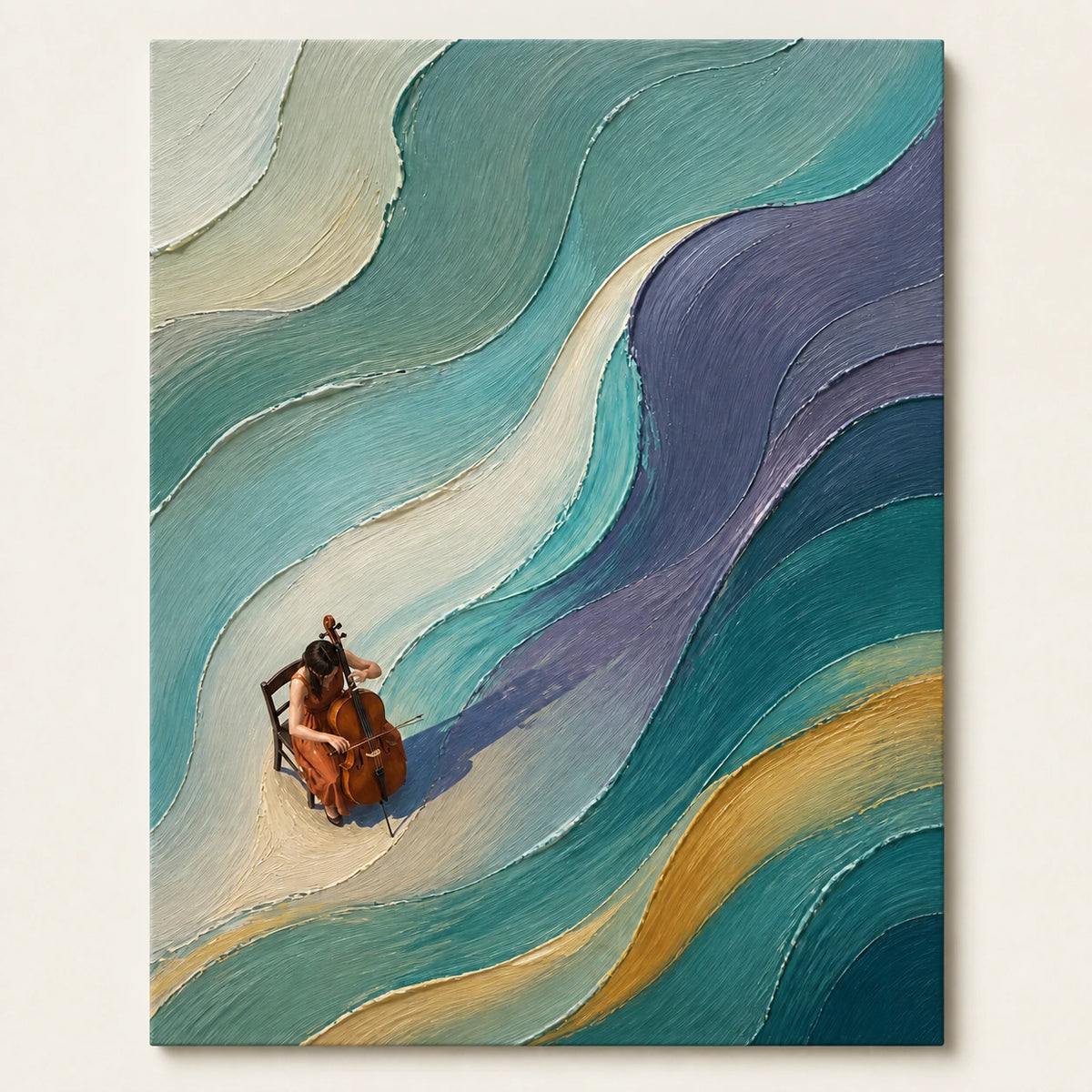 Hand-Painted Artwork | Cellist in the Curre [noon:artwork]