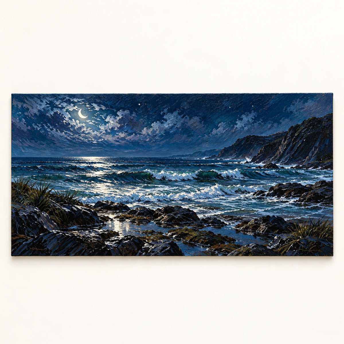 Crescent Moon Coastal Night [noon:artwork]