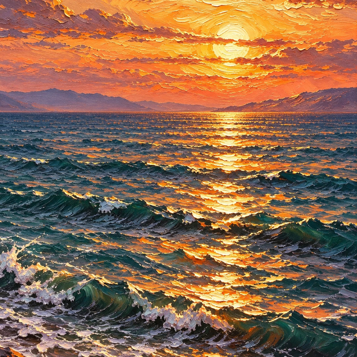 sunlit coastal voyage, paint texture