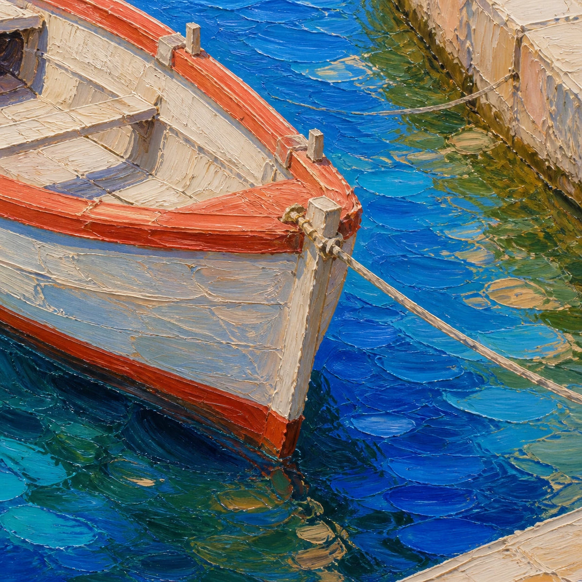 lunch by the blue harbor, paint texture