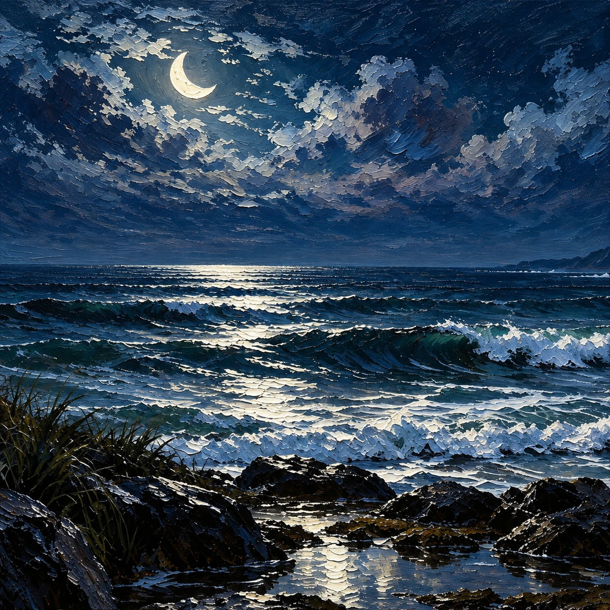 Crescent Moon Coastal Night [noon:detail:texture]