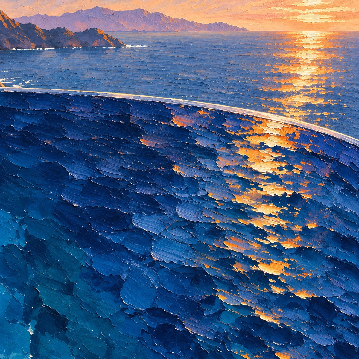 sunlit terrace above the sea, paint texture