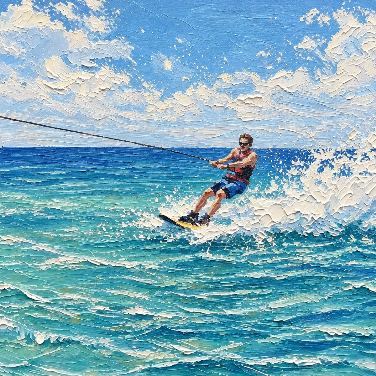 surfing the whitewater, paint texture