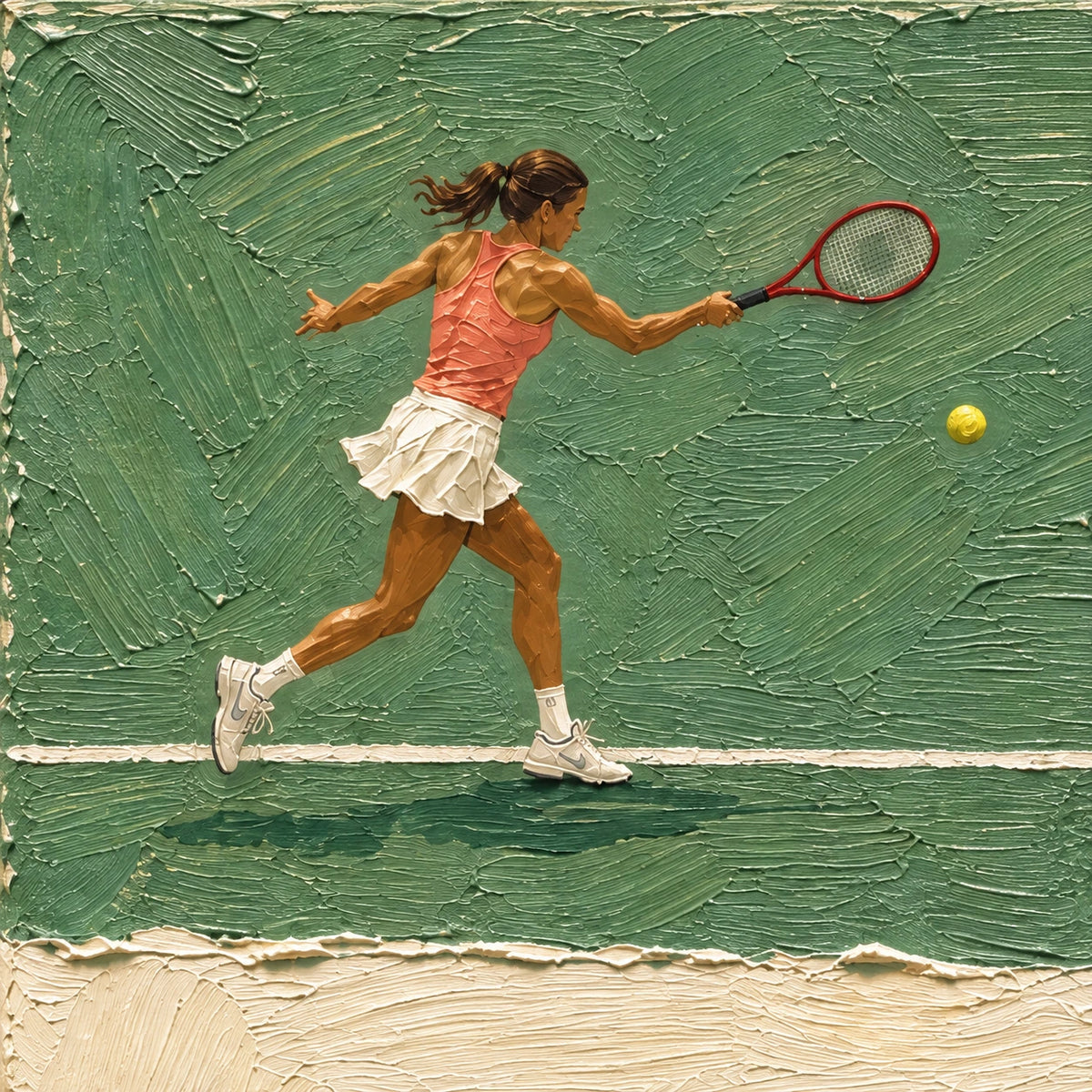 Hand-Painted Artwork | Tennis Court Due [noon:detail:texture]