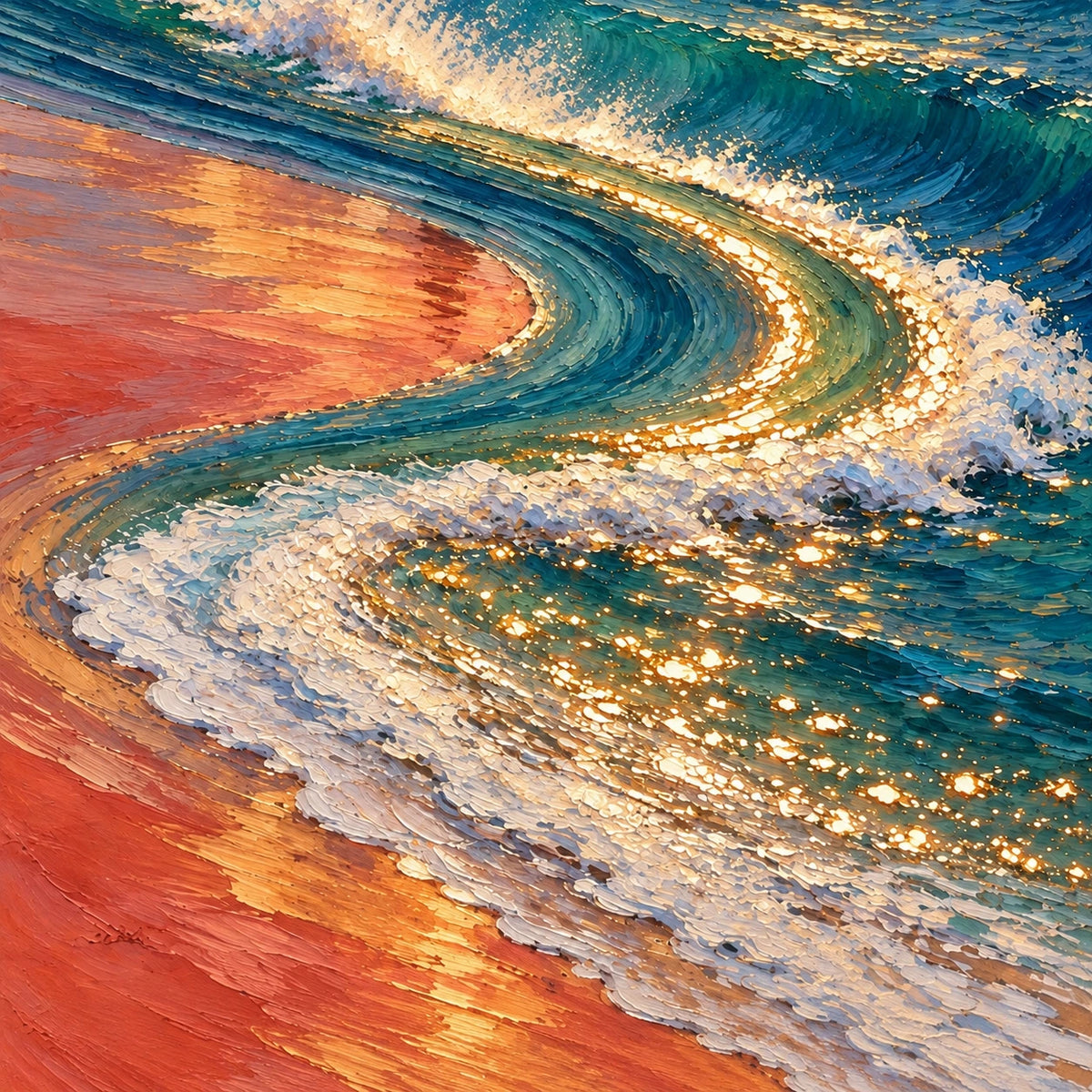 golden break at sunset, paint texture