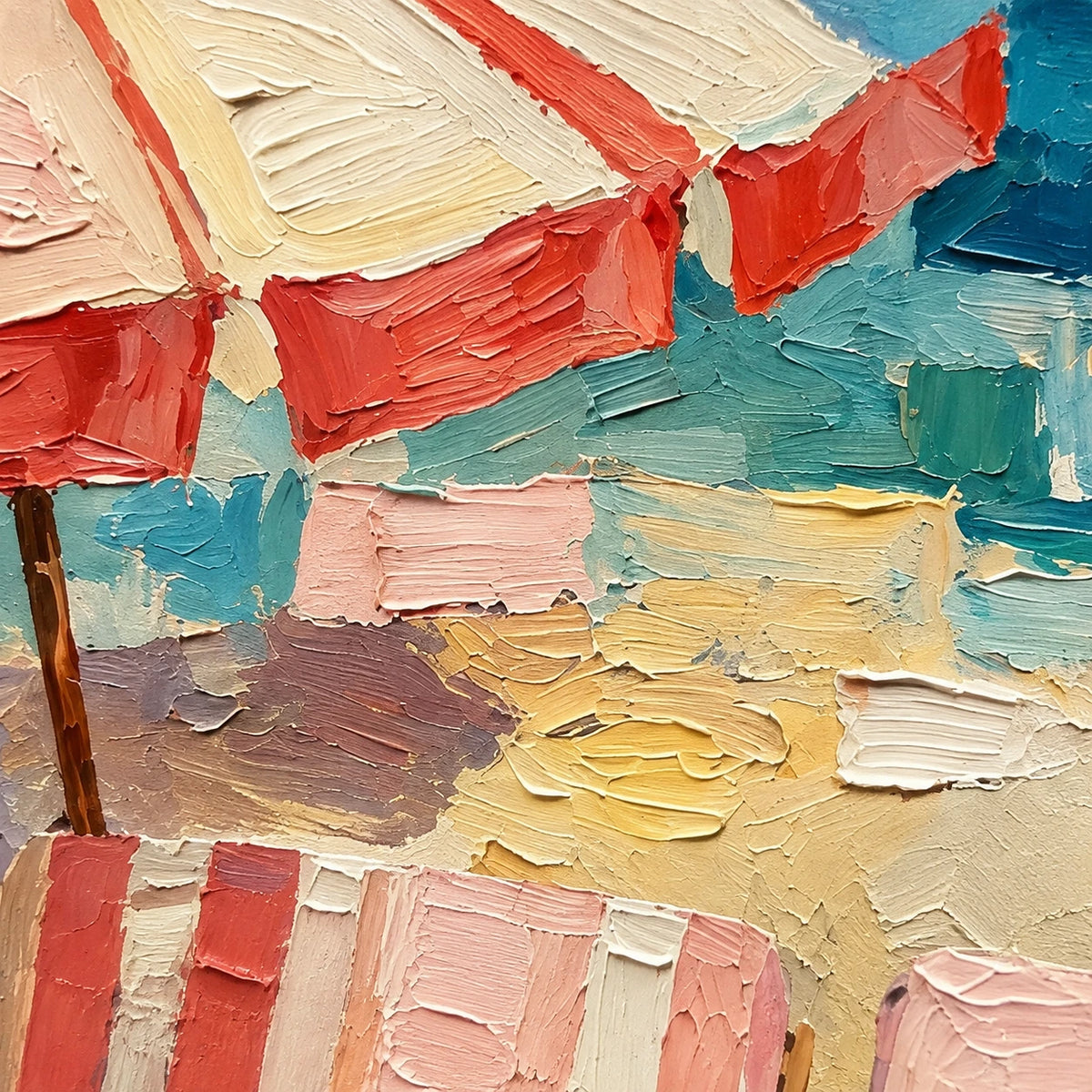 sunlit beach loungers, paint texture